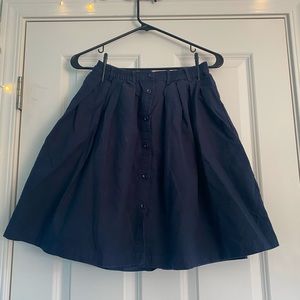 ModCloth Moon A-line Pleated Skirt Navy, Small
